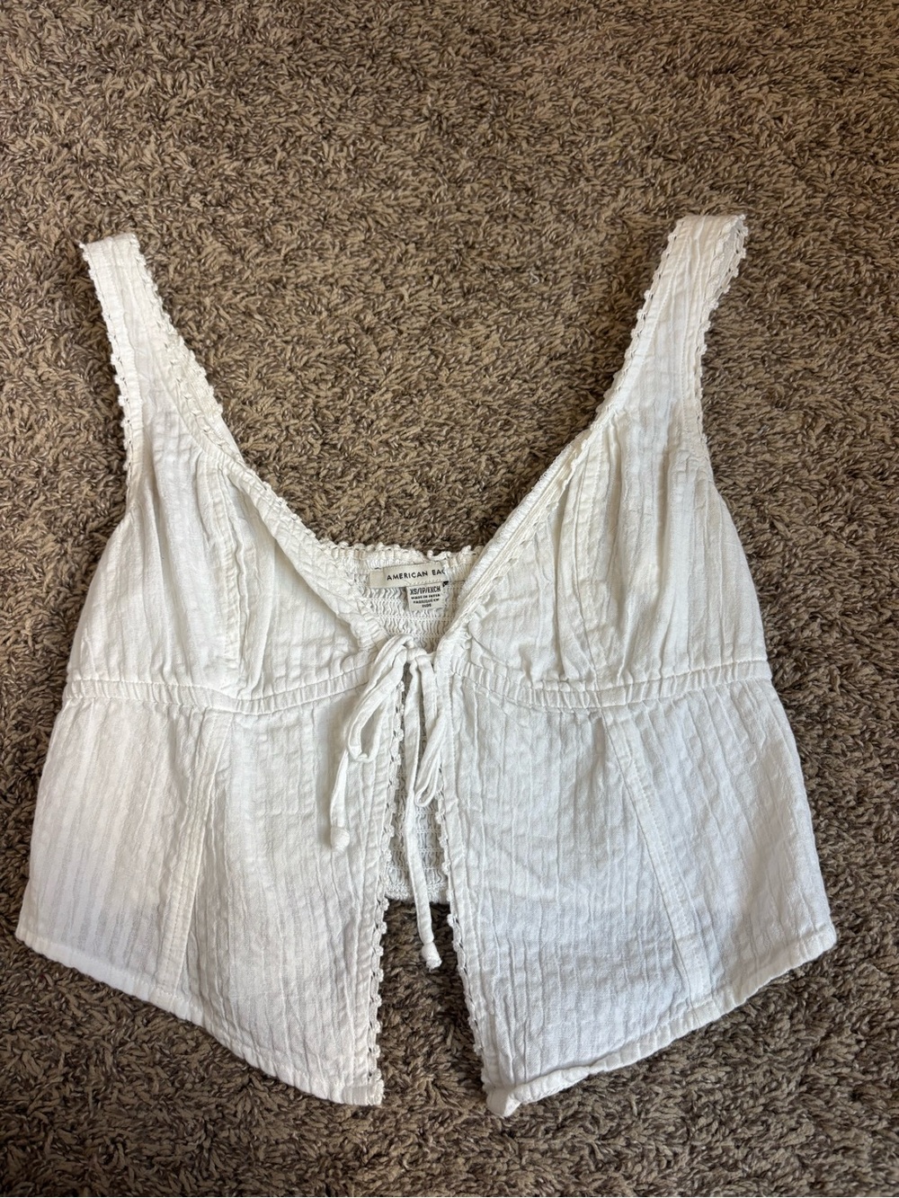 American eagle Rag White Tie-Front Cotton Tank Top